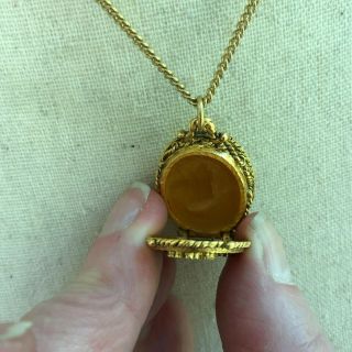 Vintage CORDAY Unicorn Pendant Solid Perfume Locket Necklace Gold Tone 16 
