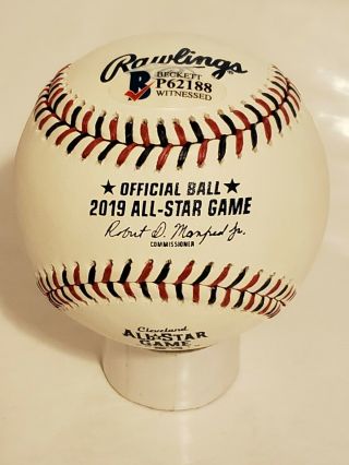 Shane Bieber Signed Cleveland Indians 2019 All - Star Game Baseball Beckett - W 3