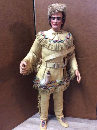 Vintage Daniel Boone (fess Parker) Figure Doll Davy Crockett Leather Bisque Doll