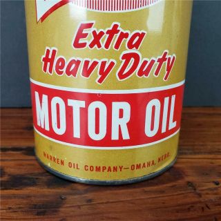 Vintage NOS FULL GOLD BOND OMAHA,  NE Motor Oil 1 Quart CAN sign GAS STATION 3