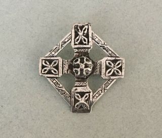 1950s Vintage Scottish Celtic Cross Sterling Silver Brooch H & H Glasgow 1950