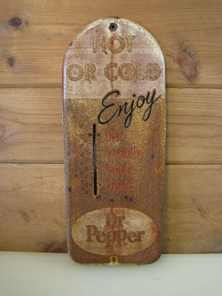 Vintage Dr.  Pepper Advertising Metal Thermometer Sign B1389