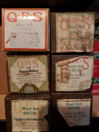 6 Vintage Qrs Christmas Player Piano Rolls