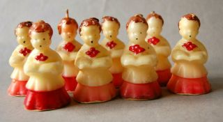 8 Vintage Gurley Socony - Vacuum Tavern Christmas Candles: Choir Boys