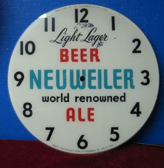 Vintage Pam Clock Advertising Dial Neuweiler Beer