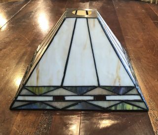 Prairie Mission Craftsman Style Stained Glass Pyramid Lamp Shade 10.  75” Square