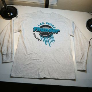 Vintage Las Vegas Thunder Nhl Minor League Hockey Tee T Shirt Sz Mens L / Xl