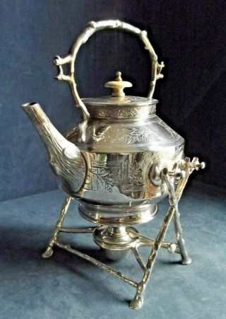 Superd Large 12 " Silver Plated Spirit Kettle On Stand C1900 By James Dixon