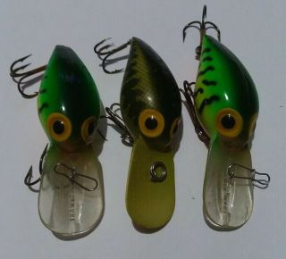 Vintage Storm Wiggle Wart,  Baby Bass,  Fire Tiger.  Pre Rapala