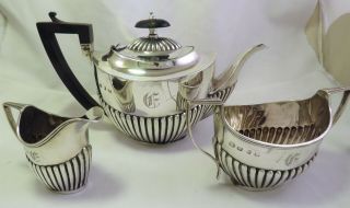 Victorian Solid Sterling Silver Tea Set Birmingham 1899 Queen Anne Style 