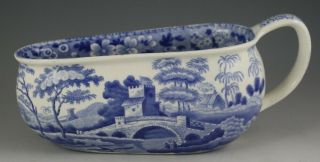 Antique Pottery Pearlware Blue Transfer Spode Tower Small Size Bourdaloue 1820