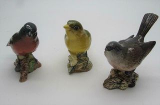 3 No.  Vintage Beswick Bird Figures - Chaffinch,  Whitethroat,  Greenfinch