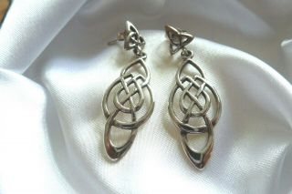 Vintage Solid Silver 925 Celtic Design Gorgeous Earrings - Pierced Signed