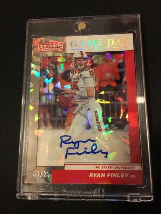 2019 Contenders Cracked Ice Rookie Game Day Auto Ryan Finley Bengals Nc State 23