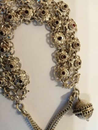 vintage Sterling silver bracelet with cabochon garnets - 38.  2 gms 3
