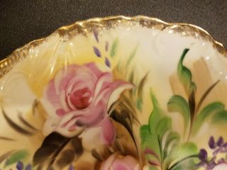 Vintage Ucagco Ceramic Japan Decorative Salad Plate Flowers Signed 8 1/4 