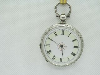 Antique Fob Pocket Watch Solid Silver And.
