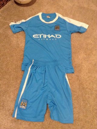 Youth Small Soccer Jersey Shorts Football Shirt Kit - Manchester City Fc