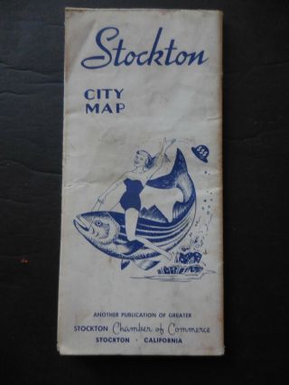 Vintage Stockton,  Ca City Map - San Joaquin County