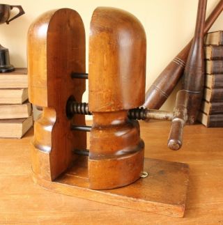 Antique Milliners Adjustable Wooden Hat Stretcher Sizer Block Shop Display Stand
