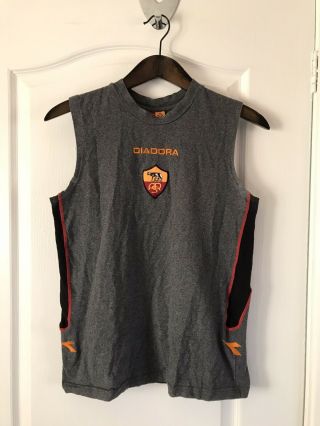 As Roma Italy Diadora Vtg Football Soccer Shirt Jersey Vest Size Medium M Mens