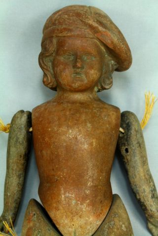 RARE Antique 1700 ' s French Terra Cotta Jointed Articulated Doll Redware Toy 2