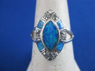 Vintage Sterling Silver Opal Inlay Ring Size 7.  75