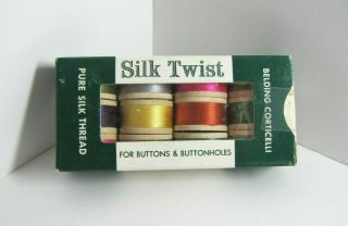 Vintage Belding Corticelli Pure Silk Twist Thread Asst.  Colors Wooden Spools
