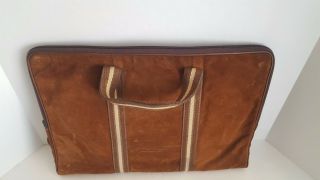 Vintage Zippered Brown Suede Laptop Brief Case Carry Bag