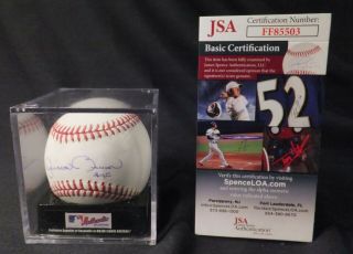 Mariano Rivera Hand Signed Baseball W/ Jsa Authentication - In Mlb Plastic Cube
