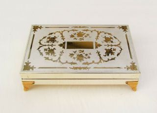 Vintage Cigarette Box,  Silver Plated With Gold Accents