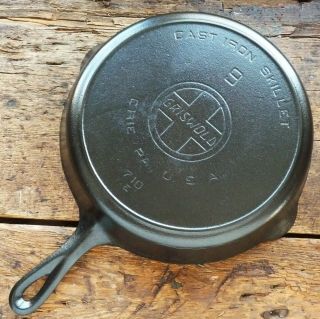 Antique Griswold Cast Iron Skillet Frying Pan 9 Large Slant Logo - Cracked