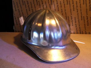 Vintage 1969 Superlite By Fibremetal Aluminum Hard Hat Usa U.  S.  Government