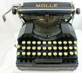 Antique Molle Typewriter No.  3 Oshkosh,  Wisconsin C.  1918 Rare