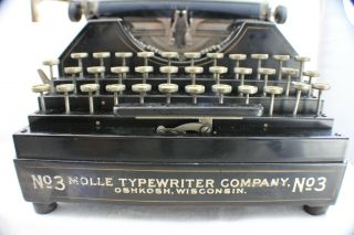 Antique Molle Typewriter No.  3 Oshkosh,  Wisconsin c.  1918 Rare 3