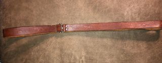 Vintage 1” Brown Leather Rifle Shotgun Sling W/ Metal Buckle And Animals