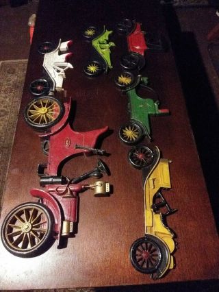 6 Antique Old Vintage Cast Iron Wall Hanging Cars Automobiles Model T Decorative