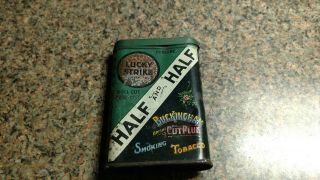 Vintage Empty Lucky Strike Roll Cut Tobacco Green Vertical Tobacco Pocket Tin