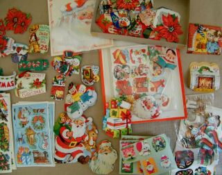 100s of Vintage Christmas Seals & Stickers Santa Poinsettia Snowmen 2