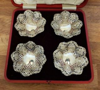 1901 Victorian Set Of Four Chester Silver Bon Bon Dishes