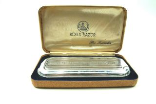 Antique Rolls Razor The Traveler England W/ Spare Imperial Blade Chrome Case