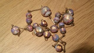Czech Vintage Art Deco Fire Foil Glass Bead Necklace Rg Wire For Spares/repairs