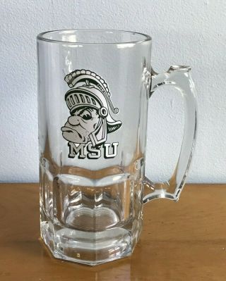 Msu Michigan State Spartans Sparty Mascot Large 8 " Tall Glass Beer Mug Stein