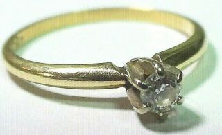 Vintage Antique Solid 10k Yellow Gold Diamond Engagement Ring