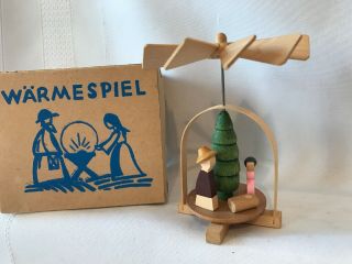 Vintage Erzgebirge Nativity Miniature German Wood Christmas Pyramid Carousel Iob