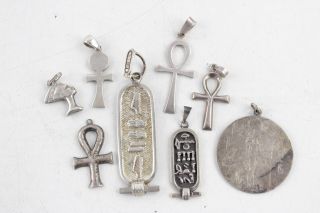 8 X Vintage.  925 Sterling Silver Egyptian Revival Pendants Inc.  Nefertiti (28g)