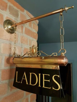 Vintage Copper And Brass Art Deco Antique Ladies Sign