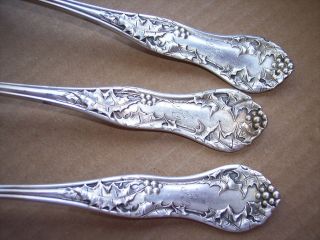 National Silver Co HOLLY 3 serving spoons & CAKE KNIFE c 1904 E.  H.  H.  Smith mono 3