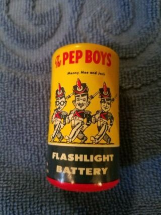 Vintage D Cell Battery - Pep Boys - Yellow