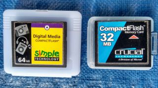2 Vintage Compact Flash Cards,  32mb,  64mb